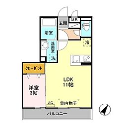Ｂｉｚ ＳＴＡＹ 古河 2階1LDKの間取り