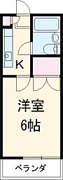 JR埼京線 南与野駅 バス11分 本村下車 徒歩3分の賃貸アパート 1階1Kの間取り