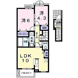 ブライト　コート　Ｃ 2階2LDKの間取り