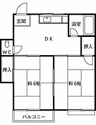 こがねハイツ 2DKの間取図画像