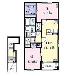 レジデンス・フラン 2階2LDKの間取り