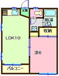 カサボニータ 1階1DKの間取り