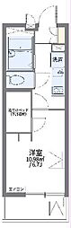 レオパレス本中山 4階1Kの間取り