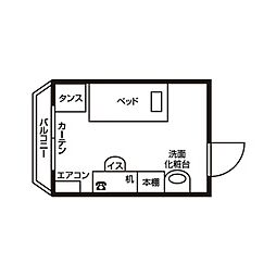 ドーミー赤池 1階ワンルームの間取り