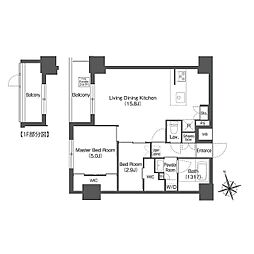 JR山手線 日暮里駅 徒歩7分の賃貸マンション 1階2LDKの間取り