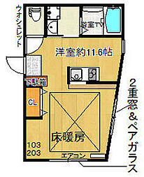洵 1Kの間取図画像