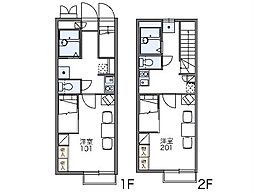 JR武蔵野線 南流山駅 徒歩19分の賃貸アパート 1階1Kの間取り