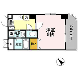 クレールOSY 4階1Kの間取り