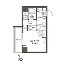 東京メトロ南北線 白金台駅 徒歩13分の賃貸マンション 8階1Kの間取り