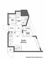 東京メトロ南北線 白金高輪駅 徒歩5分の賃貸マンション 12階ワンルームの間取り