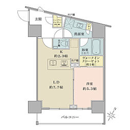 ザ・パークワンズ品川戸越 1LDKの間取図画像
