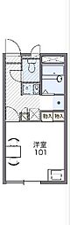 レオパレスハーモニー 2階1Kの間取り