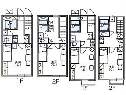 レオパレス東三郷 2階1Kの間取り
