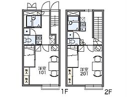 JR中央本線 甲府駅 バス32分 三階下車 徒歩9分の賃貸アパート 1階1Kの間取り