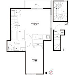 ルナコート小岩 3階1LDKの間取り