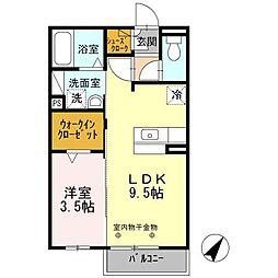 Ｔｅｔｒｅ Ｒｏｕｇｅ(テルトルルージュ) 2階1LDKの間取り