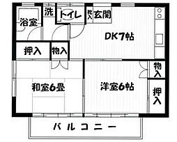 清水ハイツ 2DKの間取図画像