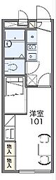 レオパレス平作 2階1Kの間取り