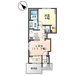 グランコート　寄木戸 1階1LDKの間取り