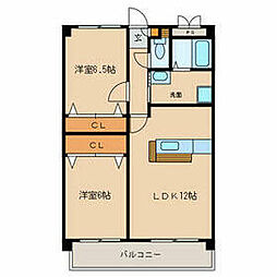 グランドール南陽1 2LDKの間取図画像