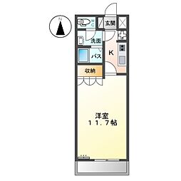 東武小泉線 西小泉駅 徒歩23分の賃貸アパート 2階1Kの間取り