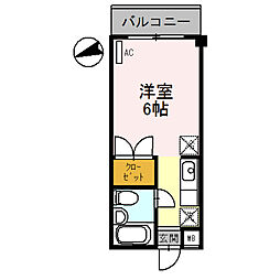 D’s Court 2階ワンルームの間取り