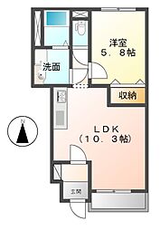 プチ・フィールド 1LDKの間取図画像