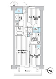 アビティグランデ砧 2LDKの間取図画像