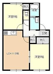 セジュール早出 2LDKの間取図画像