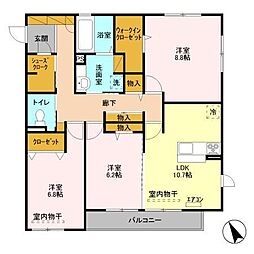 ラ ルーチェ　A 2階3LDKの間取り
