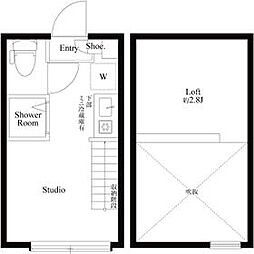 ハーモニーテラス上高井戸IV 1階ワンルームの間取り