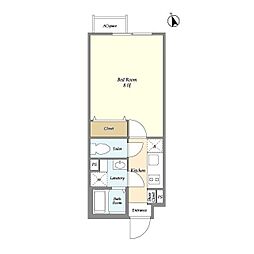 グランカーサ田端 4階1Kの間取り