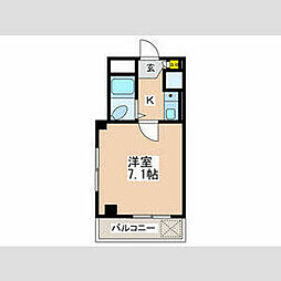 京王線 京王八王子駅 徒歩3分の賃貸マンション 4階1Kの間取り