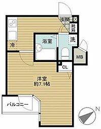 JR山手線 五反田駅 徒歩8分の賃貸マンション 9階1Kの間取り