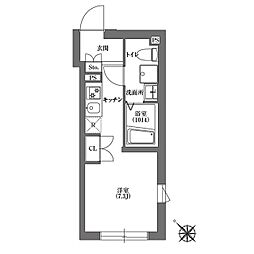 ＣＡＲＩＴＡＳ不動前 2階ワンルームの間取り