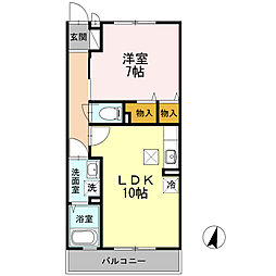 コートドール港南台 1階1LDKの間取り