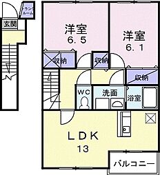 ア・ラ・モード　I 2階2LDKの間取り