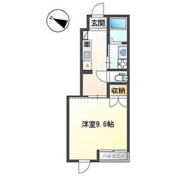 アジャート 1階1Kの間取り