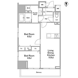 リバーレ浅草ウエスト 0902 9階2LDKの間取り