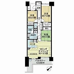 パークスカイタワー松戸 22階3LDKの間取り