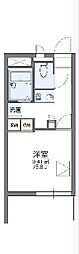 レオパレスアラハビーチ 2階1Kの間取り