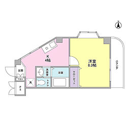 シーダーパーク 1Kの間取図画像