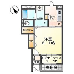 JR武蔵野線 新八柱駅 徒歩11分の賃貸アパート 1階1Kの間取り