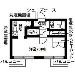 レジデンス藤ヶ丘2 ワンルームの間取図画像