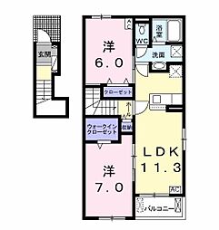 グランドロディー2 2LDKの間取図画像