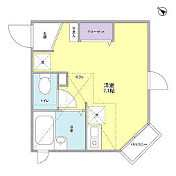 カーサ　フェリーチェ 2階ワンルームの間取り