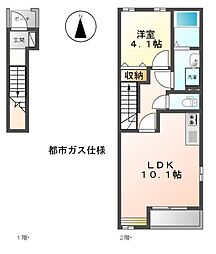 JR東海交通城北線 比良駅 徒歩29分の賃貸アパート 2階1LDKの間取り