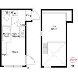 ハーモニーテラス神谷 1階ワンルームの間取り