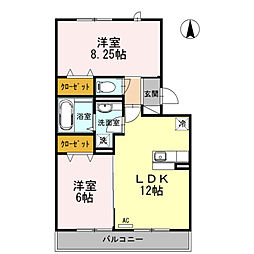 porte bleue(ポルトブルー) 2階2LDKの間取り