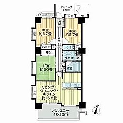 プリンスハイツ庄内緑地公園 9階3LDKの間取り